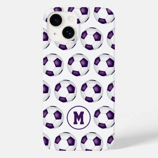 paarse witte voetballen patroon monogram Case-Mate iPhone case (Achterkant)