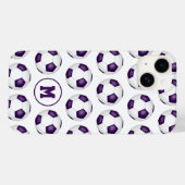 paarse witte voetballen patroon monogram Case-Mate iPhone case (Achterkant (horizontaal))