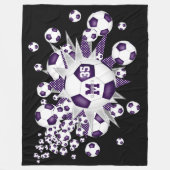paarse witte voetballen sterren meisjes sportkamer fleece deken (Voorkant)