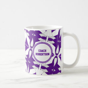 paarse witte volleybal team kleuren coach cadeau koffiemok