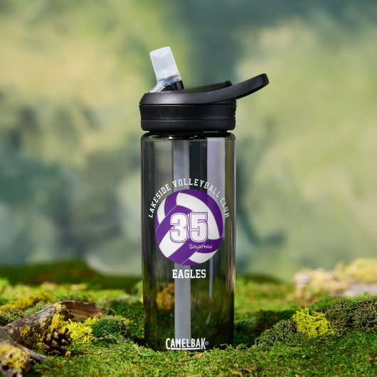 paarse witte volleybal team kleuren jongens meisje waterfles (Buiten)