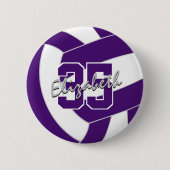 paarse witte volleybal team kleuren ronde button 5,7 cm (Voorkant)