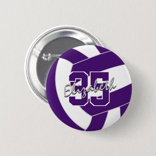 paarse witte volleybal team kleuren ronde button 5,7 cm (Voorkant /achterkant)