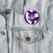 paarse witte volleybal team kleuren ronde button 5,7 cm (In situ)