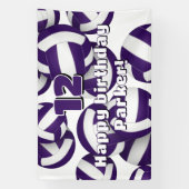 paarse witte volleybals kinder verjaardagsfeestje spandoek (Verticaal)