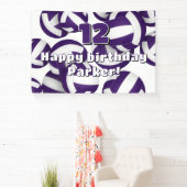 paarse witte volleybals kinder verjaardagsfeestje spandoek (Insitu)