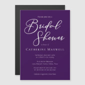 Paarse witte Vrijgezellenfeest gepersonaliseerd Magnetische Uitnodiging (Voorkant / Achterkant)