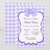 paarse Witte Waterverf Baby shower Uitnodiging (Voorkant / Achterkant)