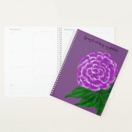 Paarse witte waterverf bloemenplanner planner