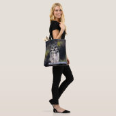 Paarse witte Waterverf bos sneeuw uil Tote Bag (Op model)