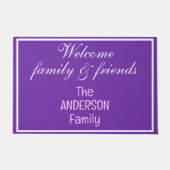 Paarse Witte Welkom Familie en Vrienden Naam Deurmat (Voorkant)