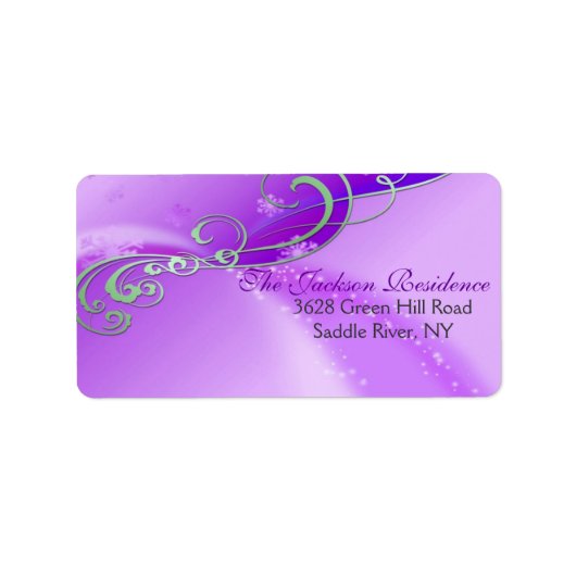 Paarse & witte werveling Kerstmis adreslabel Etiket (Voorkant)
