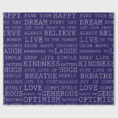 Paarse witte woorden van inspiratie cadeaupapier (Vlak)