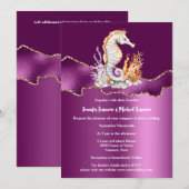 Paarse witte zeepaardstrand glitter goud nautisch kaart (Voorkant / Achterkant)