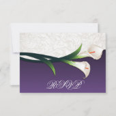 Paarse, witte zilver Calla Lily Wedding RSVP-kaart RSVP Kaartje (Voorkant)