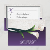 Paarse, witte zilver Calla Lily Wedding RSVP-kaart RSVP Kaartje (Voorkant / Achterkant)