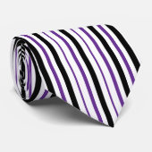 Paarse witte zwarte verticale strepen stropdas (Opgerold)