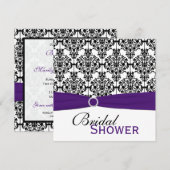 Paarse, witte, zwarte Vrijgezellenfeest, uitnodige Kaart (Voorkant / Achterkant)