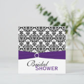 Paarse, witte, zwarte Vrijgezellenfeest, uitnodige Kaart (Staand voorkant)