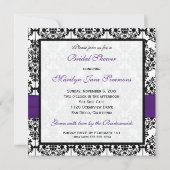 Paarse, witte, zwarte Vrijgezellenfeest, uitnodige Kaart (Achterkant)