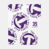 paarse witvolleybalrechtbank gelukkig plaats fleece deken (Voorkant)