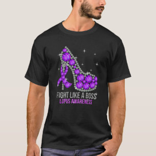 Paarse woesteraar vecht lupus als een baas t-shirt