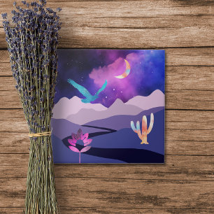 Paarse woestijnbergen tegeltje