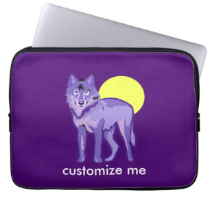 Paarse Wolf Full Moon Laptop Sleeve