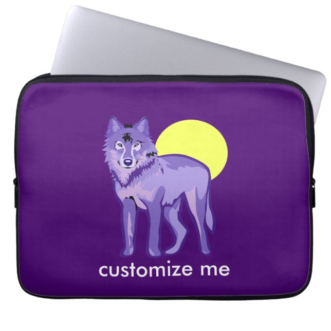 Paarse Wolf Full Moon Laptop Sleeve (Voorkant)