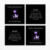 Paarse Wolf & Moon Tarot Lezingen Mystieke Witchy Vierkante Visitekaartje