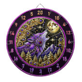 Paarse wolf tegen Sterrennacht Dartbord (Voorkant)