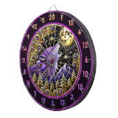 Paarse wolf tegen Sterrennacht Dartbord (Voorkant Rechts)