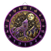 Paarse wolf tegen Sterrennacht Dartbord (Voorkant)