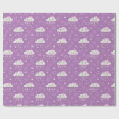 Paarse wolken en sterren cadeaupapier (Vlak)