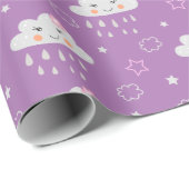 Paarse wolken en sterren cadeaupapier (Rol Hoek)