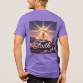 Paarse Wolken Gouden Kruis Geloof Tri-Blend Shirt (Achterkant)