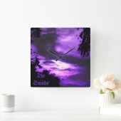 Paarse wolkskast vierkante klok (Huis)