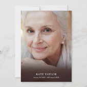 Paarse Wood Funeral Celebration of Life Foto Kaart (Achterkant)