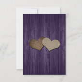 Paarse Wood Mason Jar Hearts Initialen Wedding RSV RSVP Kaartje (Achterkant)
