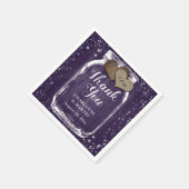 Paarse Wood Mason Jar Twee Harten Dank U Trouwen Servet (Hoek)