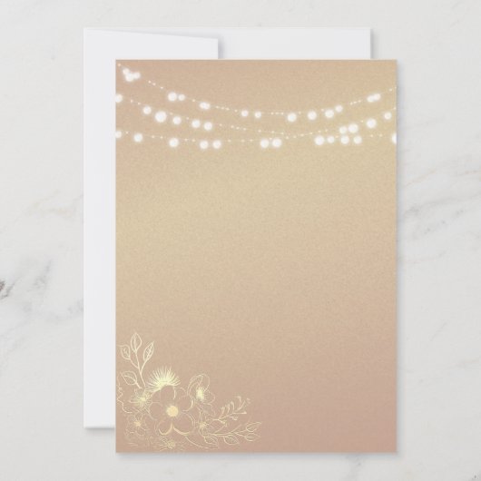 Paarse Wood String Lights Wedding Kaart (Achterkant)