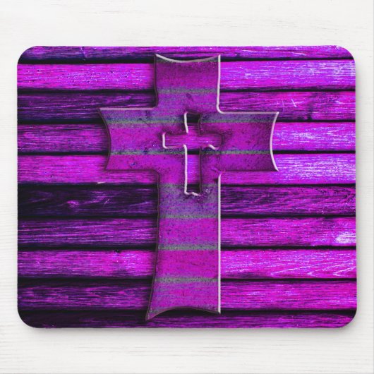 Paarse Wooden Cross Muismat (Voorkant)