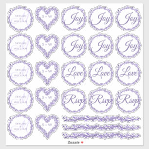 Paarse Woodsy bruiloft assortiment 1 Die Cut Vinyl Sticker