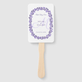 Paarse Woodsy bruiloft Monogram beste dag ooit Handwaaier