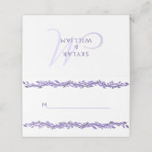 Paarse Woodsy bruiloft Monogram Elegant Garland Plaatskaartje (Buitenkant ongevouwen)