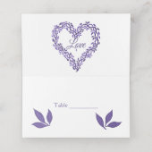 Paarse Woodsy bruiloft Monogram Elegant Garland Plaatskaartje (Binnenkant ongevouwen)