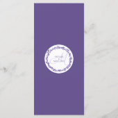 Paarse Woodsy bruiloft receptie Ultra Violet Menu (Achterkant)