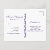 Paarse Woodsy Wedding Ultra Violet RSVP Hart Uitnodiging Briefkaart (Achterkant)