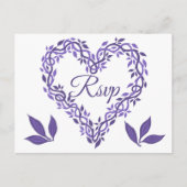 Paarse Woodsy Wedding Ultra Violet RSVP Hart Uitnodiging Briefkaart (Voorkant)