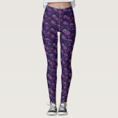 Paarse Workout Anjer Thema Dameskleding Leggings (Voorkant)